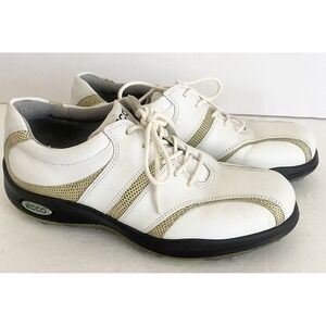 Ecco Women's 36 = US 5.5 -‎ 6 White Green Leather Shock Point Golf Cleat Shoes